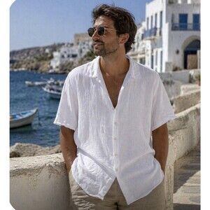 CP Shades Sausalito  Men's Sz L White 100% Linen